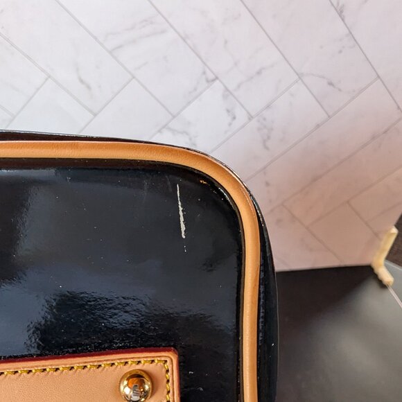 Dooney & Bourke Patent Leather Dome Satchel – Ivory & Black with Heart Charm - Picture 9 of 17